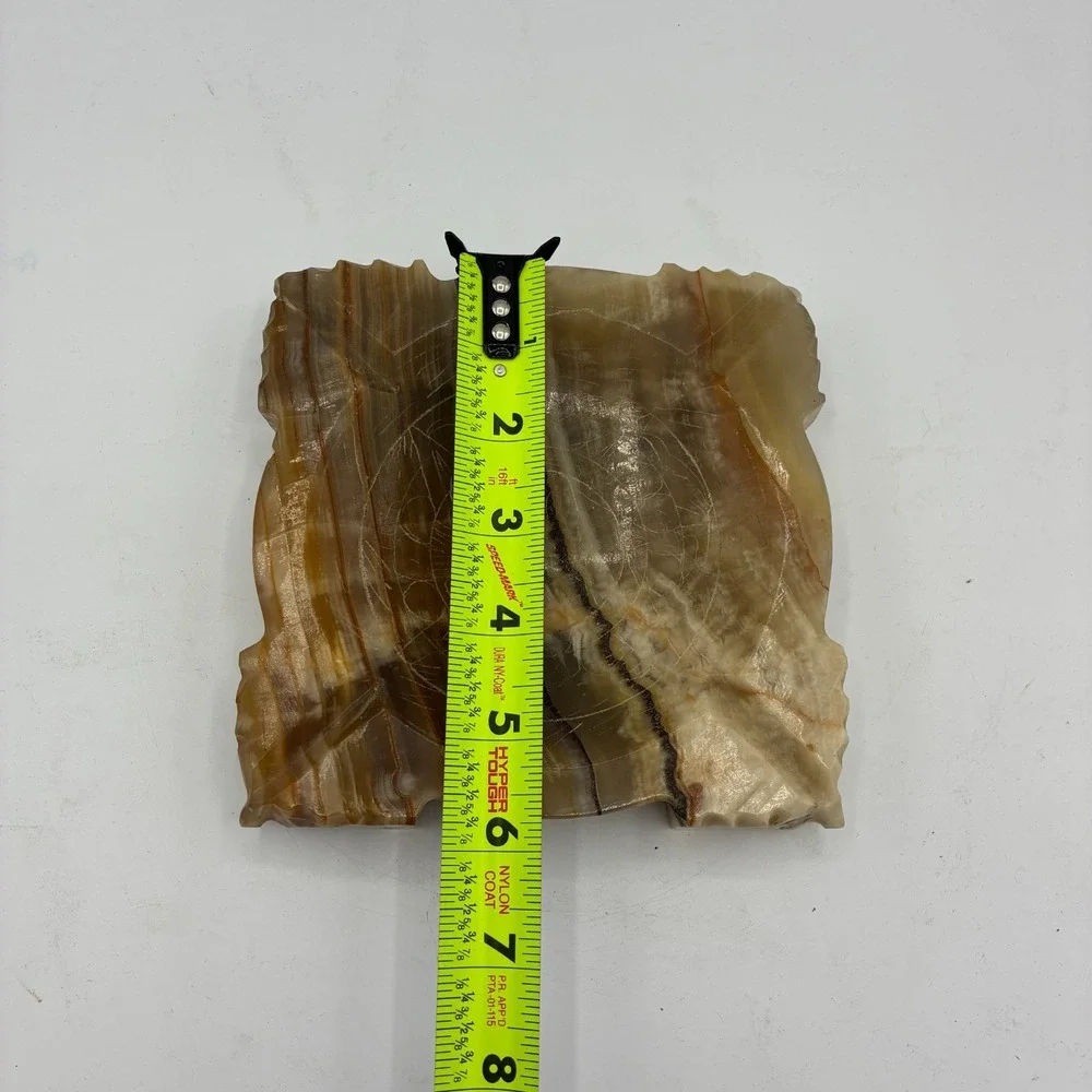 Vintage Carved Onyx Agate Dish Natural Raw Edge Decorative Ashtray